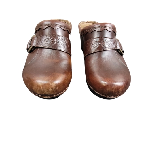 Dansko Ingrid Mule Clog Shoes Womens 39 EU 8.5 Brown Leather Embossed Never Worn - Picture 7 of 15